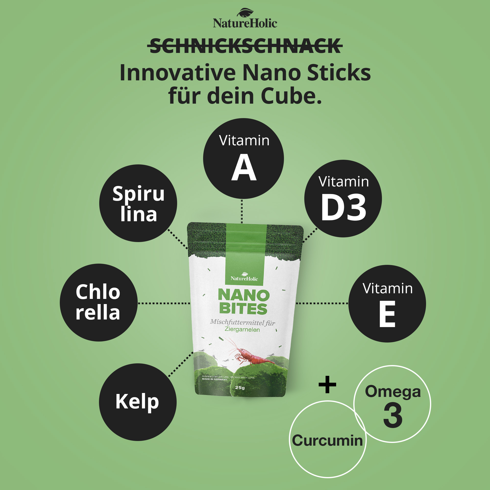 Packung Nano Bites Garnelenfutter mit Spirulina, Vitaminen